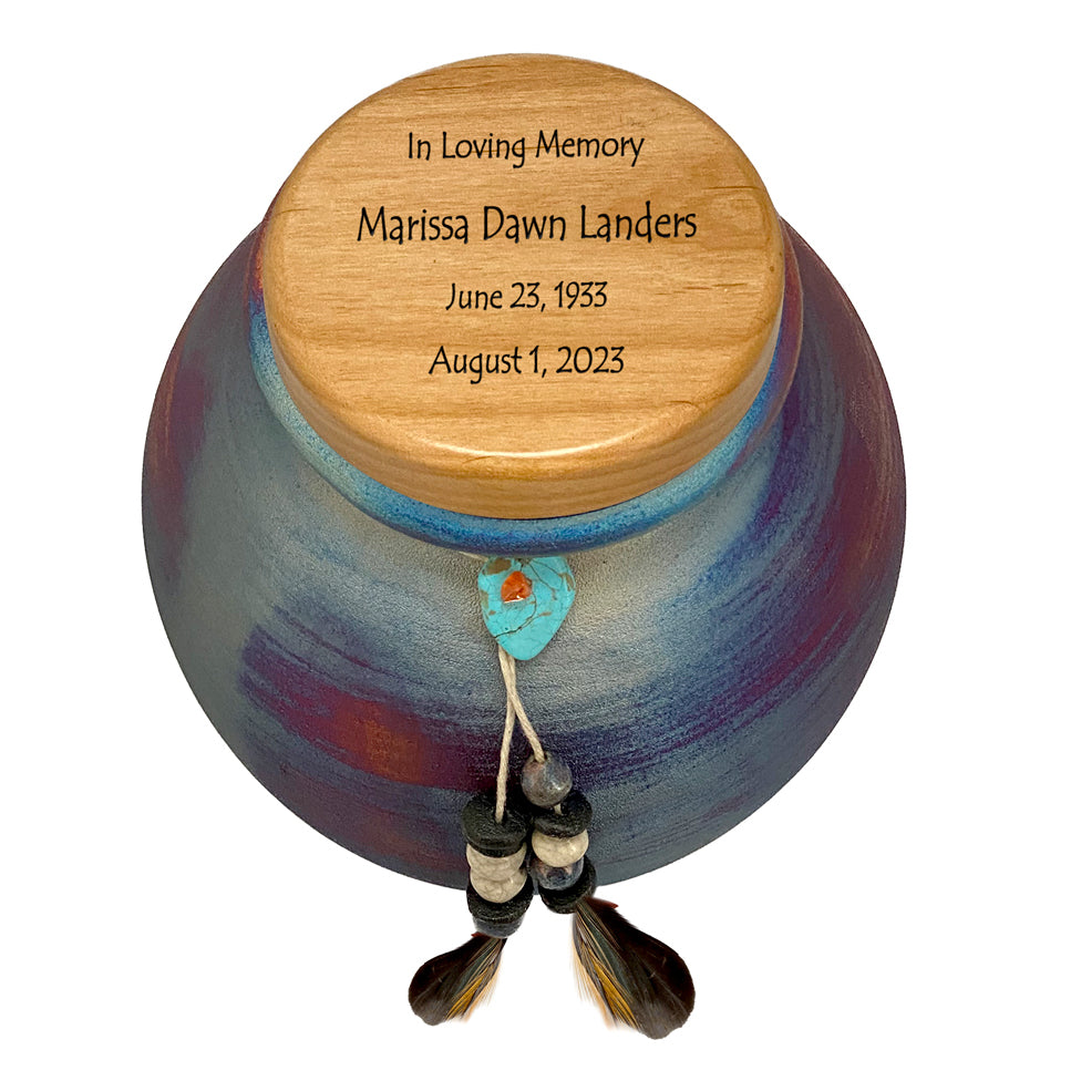 Native American Style Raku Cremation Adult or Medium Urn - Personalization Option