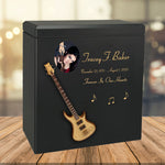 Natural Wood Bass Electric Guitar Wood Adult Cremation Urn - Miniature Guitar - Photo Option