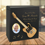 Natural Wood Electric Guitar Adult Cremation Urn - Miniature Guitar - Photo Option
