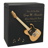 Natural Wood Electric Guitar Adult Cremation Urn - Miniature Guitar - Photo Option
