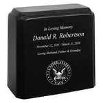United States Navy Cultured Marble Niche Cremation Urn - 12 Color Choices - Vault Option