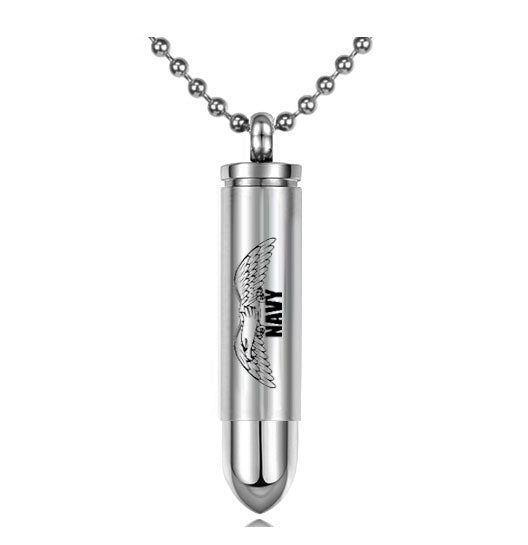 NAVY Bullet Eagle Pendant Urn - Love Charms Option
