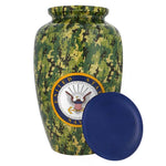 US Navy Camouflage Cremation Urn - Tribute Wreath™ Option - Pro Sand Carved Engraving