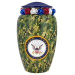 US Navy Camouflage Cremation Urn - Tribute Wreath™ Option - Pro Sand Carved Engraving