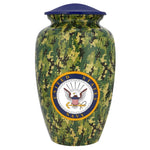 US Navy Camouflage Cremation Urn - Tribute Wreath™ Option - Pro Sand Carved Engraving