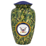 US Navy Camouflage Cremation Urn - Tribute Wreath™ Option - Pro Sand Carved Engraving