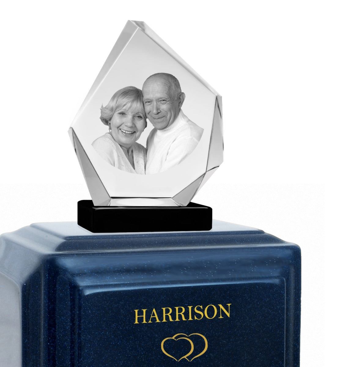 Monarch Companion Blue Marble 3D Diamond Crystal Urn - For Two