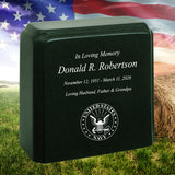 United States Navy Cultured Marble Niche Cremation Urn - 12 Color Choices - Vault Option