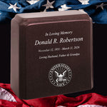 United States Navy Cultured Marble Niche Cremation Urn - 12 Color Choices - Vault Option