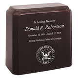 United States Navy Cultured Marble Niche Cremation Urn - 12 Color Choices - Vault Option