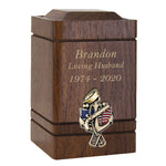 US Navy Anchor Walnut Keepsake Urn - Small Wood Urn