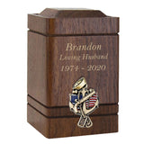 US Navy Anchor Walnut Keepsake Urn - Small Wood Urn