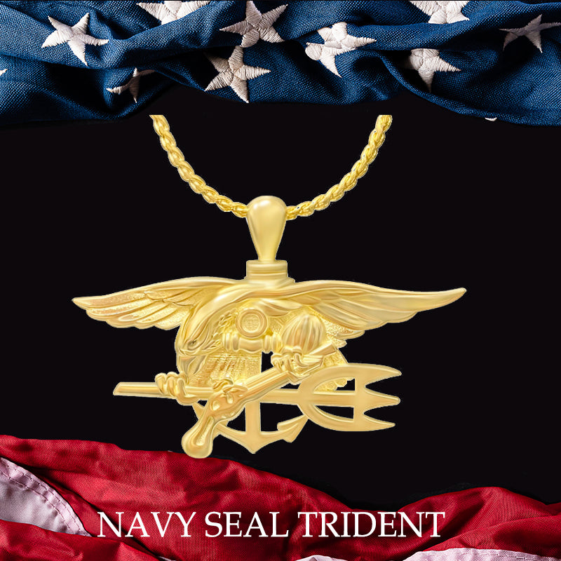 Navy Seal Trident 10KT or 14KT Gold Cremation Jewelry Urn - SHIPS NOW