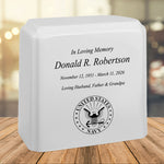 United States Navy Cultured Marble Niche Cremation Urn - 12 Color Choices - Vault Option