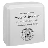 United States Navy Cultured Marble Niche Cremation Urn - 12 Color Choices - Vault Option
