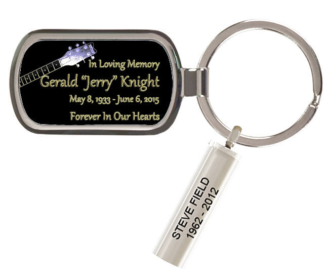 Neon Guitar Memorial Keychain Urn