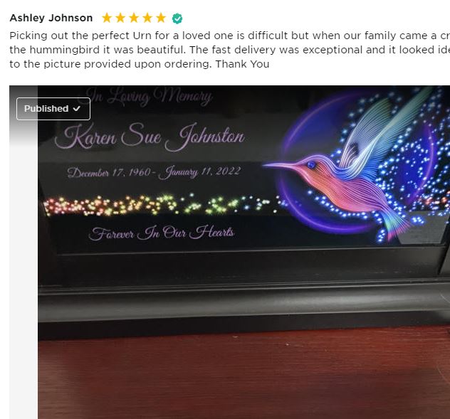 Hummingbird Stars Braille Cremation Urn