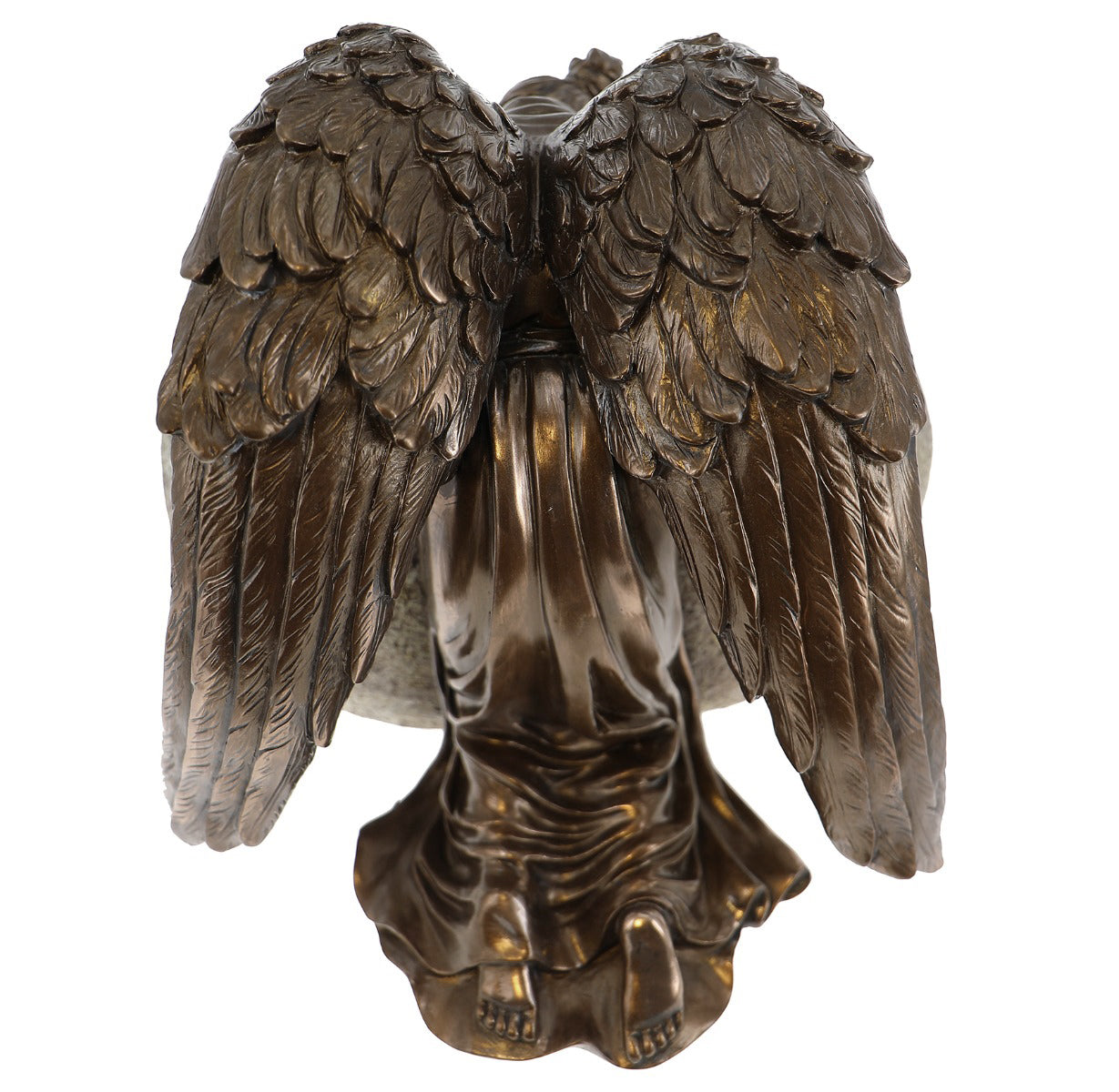 Angel Weeping on My Heart Adult Cremation Urn - Free Engraved Heart Plate