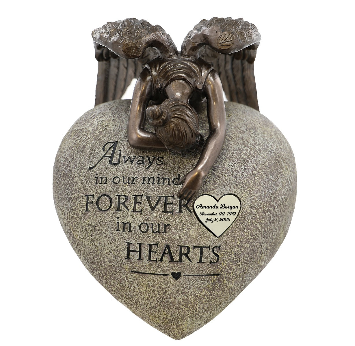 Angel Weeping on My Heart Adult Cremation Urn - Free Engraved Heart Plate