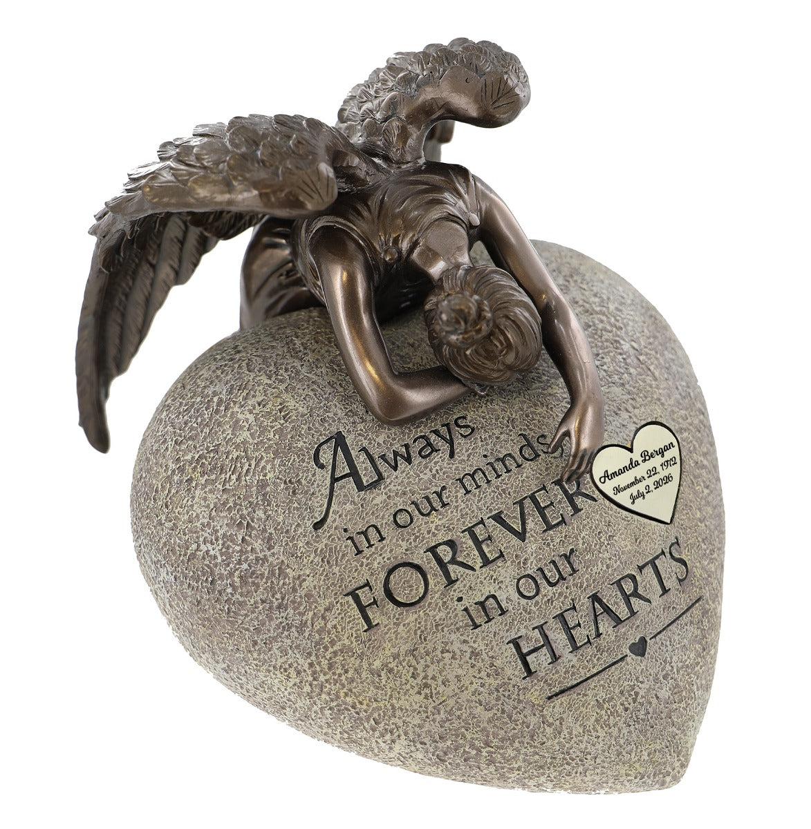 Angel Weeping on My Heart Adult Cremation Urn - Free Engraved Heart Plate