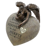 Angel Weeping on My Heart Adult Cremation Urn - Free Engraved Heart Plate