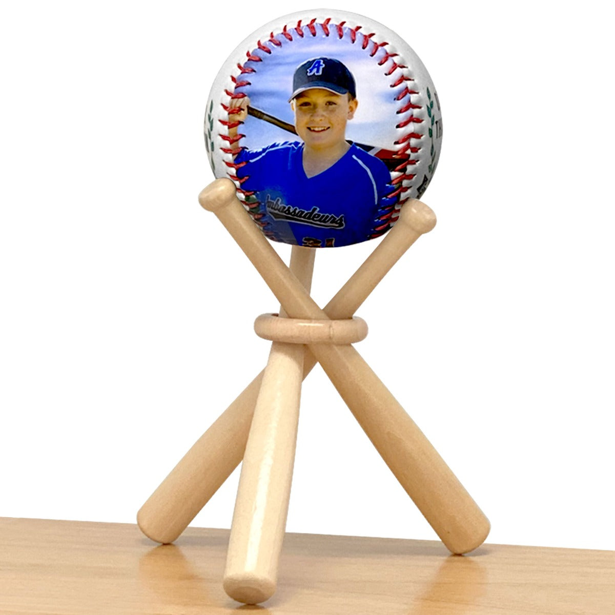 Photo Baseball Oak Youth Cremation Urn - Unique Baseball Bats Stand