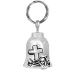 Cross Motorcycle Bell Key Chain Ash Urn - Engraving Available