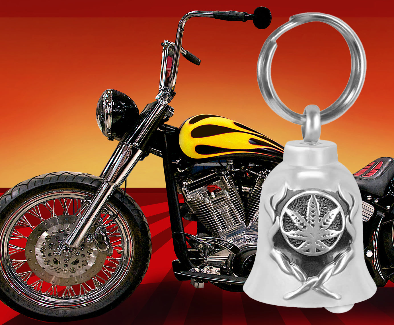 Marijuana Smokin Motorcycle Bell Ash Urn - Engraving Available