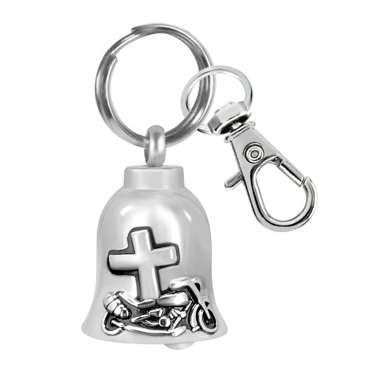 Cross Motorcycle Bell Key Chain Ash Urn - Engraving Available