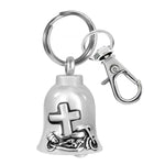 Cross Motorcycle Bell Key Chain Ash Urn - Engraving Available