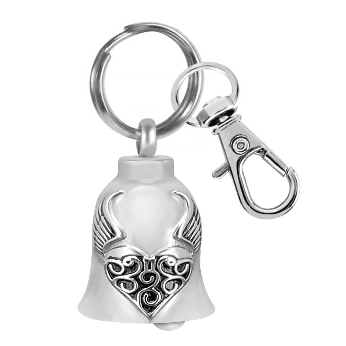 Love Wings Motorcycle Bell Key Chain Ash Urn - Engraving Available