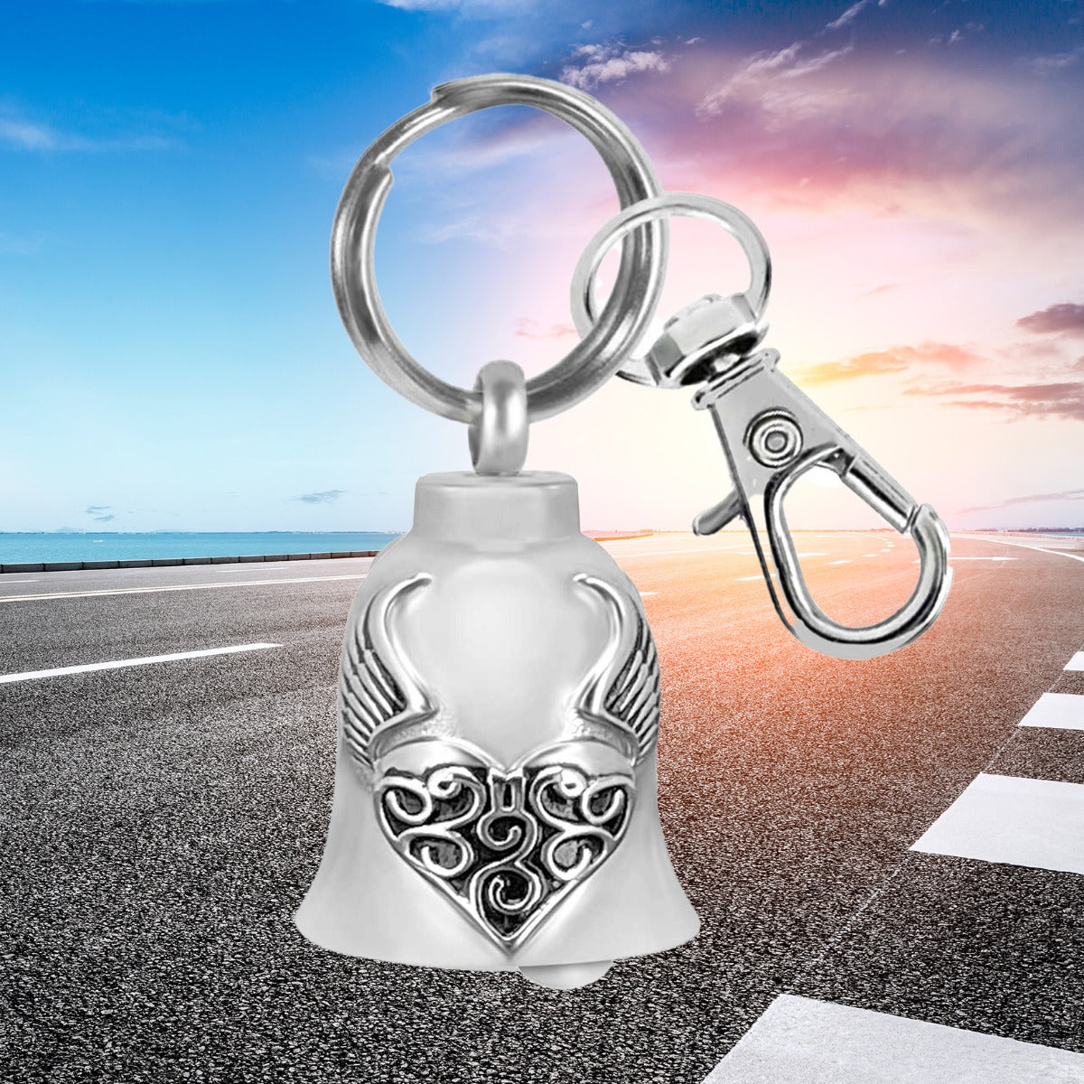 Love Wings Motorcycle Bell Key Chain Ash Urn - Engraving Available