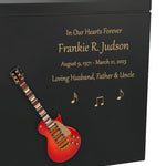 Cherry Red Electric Guitar Wood Adult Cremation Urn - Miniature Guitar - Photo Option