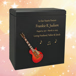 Cherry Red Electric Guitar Wood Adult Cremation Urn - Miniature Guitar - Photo Option