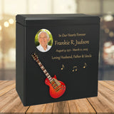 Cherry Red Electric Guitar Wood Adult Cremation Urn - Miniature Guitar - Photo Option