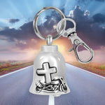 Cross Motorcycle Bell Key Chain Ash Urn - Engraving Available