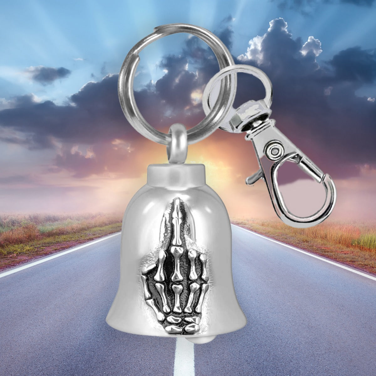 Finger Motorcycle Bell Key Chain Ash Urn - Engraving Available