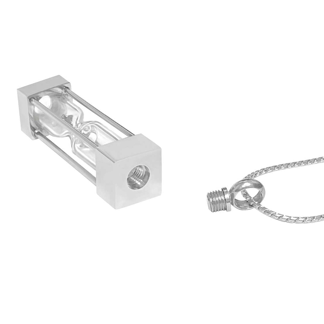 Hourglass Square Necklace Ash Urn - Love Charms® Option - Ash Holder - Custom Engraving