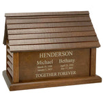 Log Cabin Companion Urn For Two People - Unique Country Urn - Vault Option