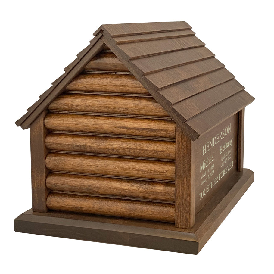 Log Cabin Companion Urn For Two People - Unique Country Urn - Vault Option