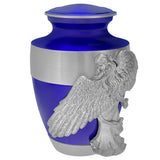 Wings of an Angel Band Blue Adult Urn - Pro Laser Engraving - Burial Vault Option