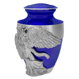Wings of an Angel Band Blue Adult Urn - Pro Laser Engraving - Burial Vault Option