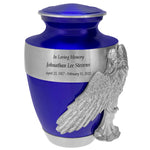 Wings of an Angel Band Blue Adult Urn - Pro Laser Engraving - Burial Vault Option