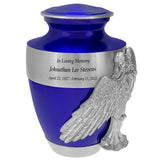 Wings of an Angel Band Blue Adult Urn - Pro Laser Engraving - Burial Vault Option