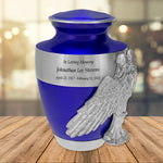 Wings of an Angel Band Blue Adult Urn - Pro Laser Engraving - Burial Vault Option