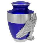 Wings of an Angel Band Blue Adult Urn - Pro Laser Engraving - Burial Vault Option