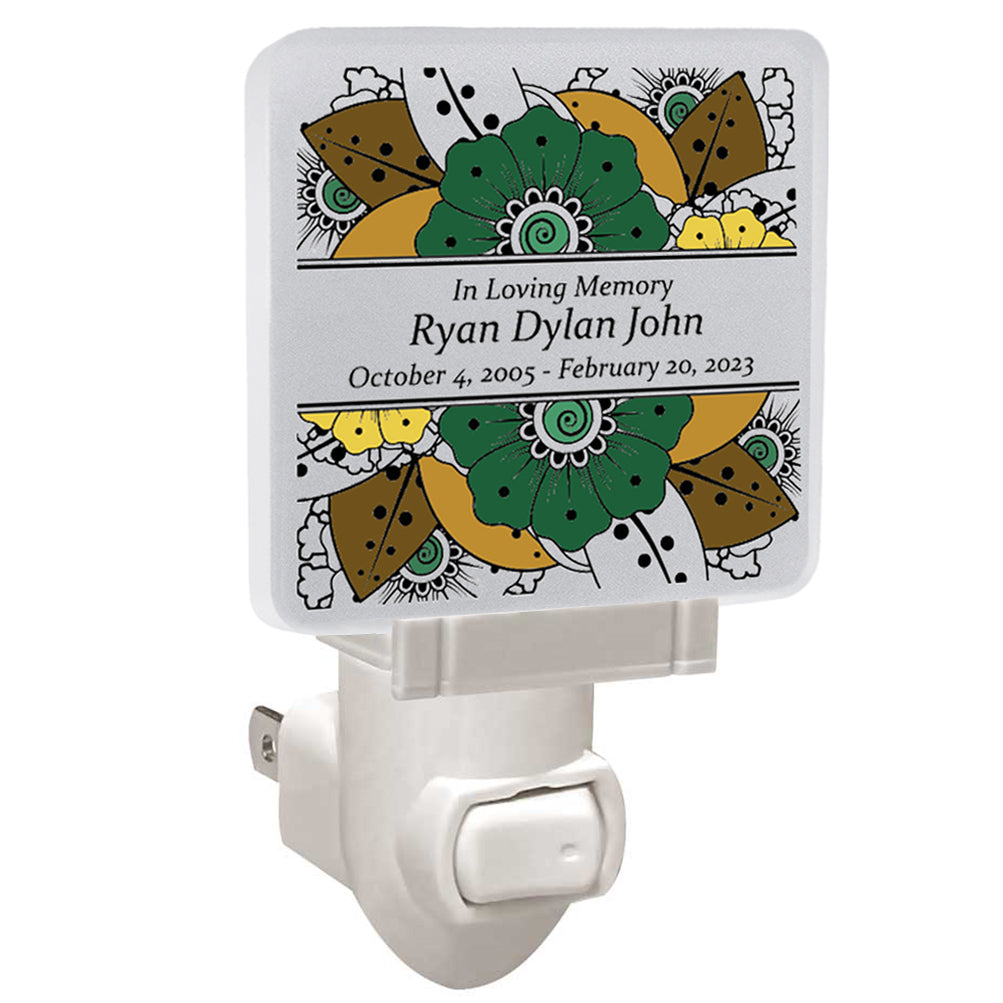 Memorial Flowers Night Light - 3 Lines of Personalization