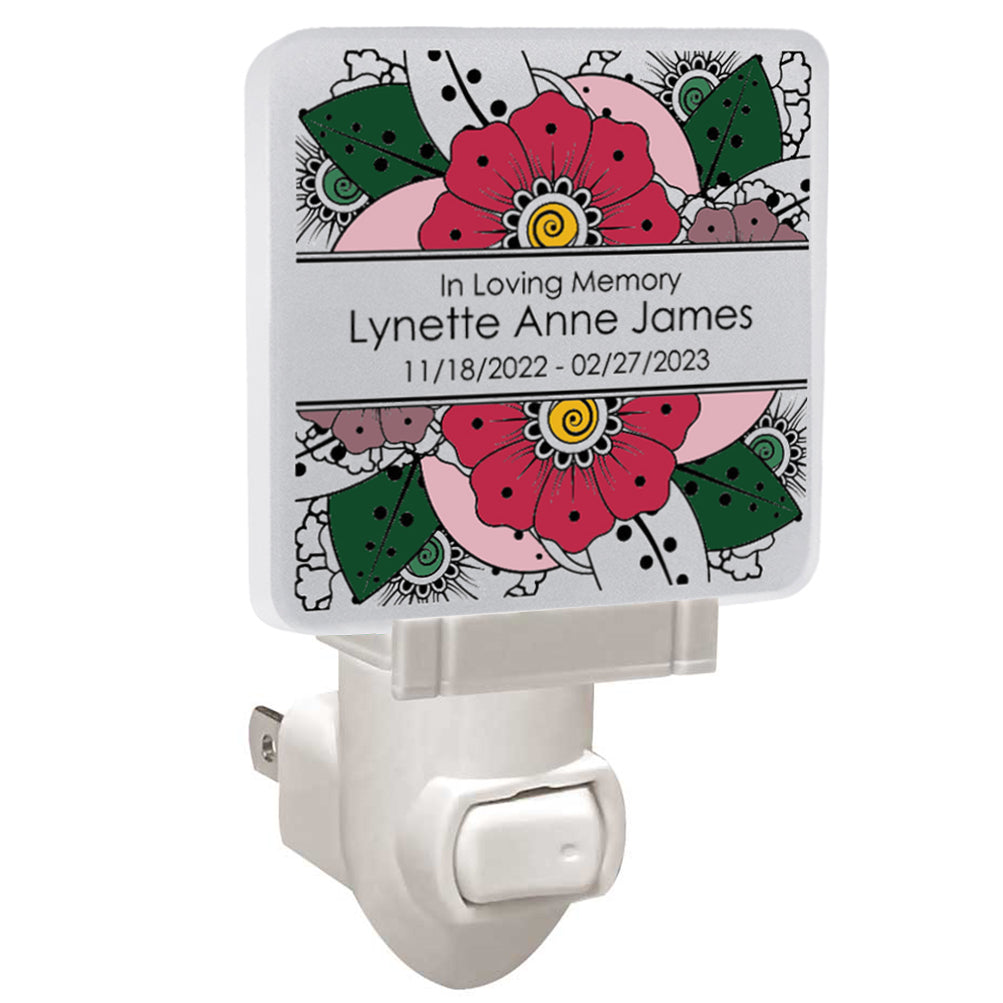 Memorial Flowers Night Light - 3 Lines of Personalization