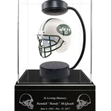 Football Cremation Urn & New York Jets Hover Helmet Décor - Free Engraving