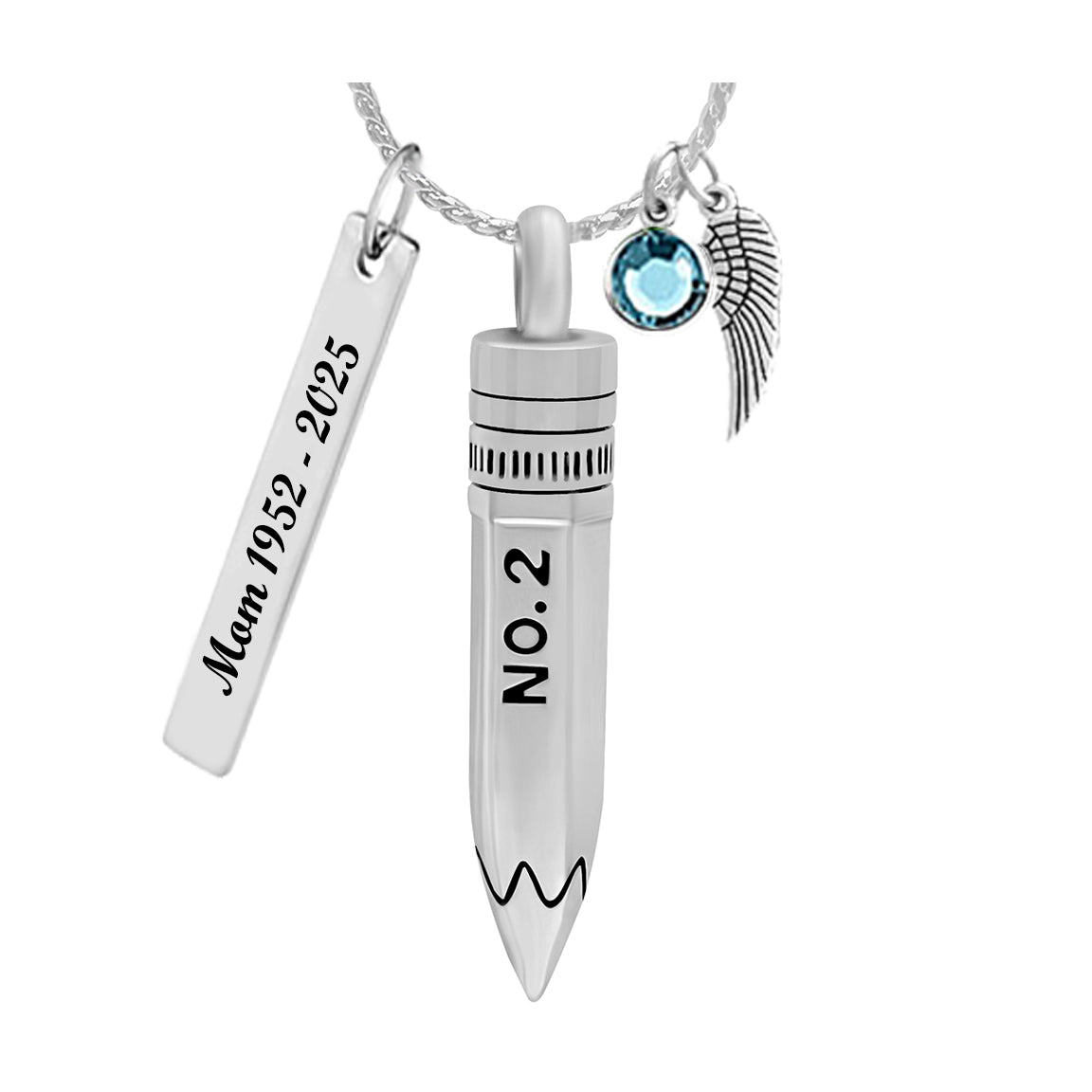 No. 2 Pencil Cremation Jewelry Urn - Love Charms® Option